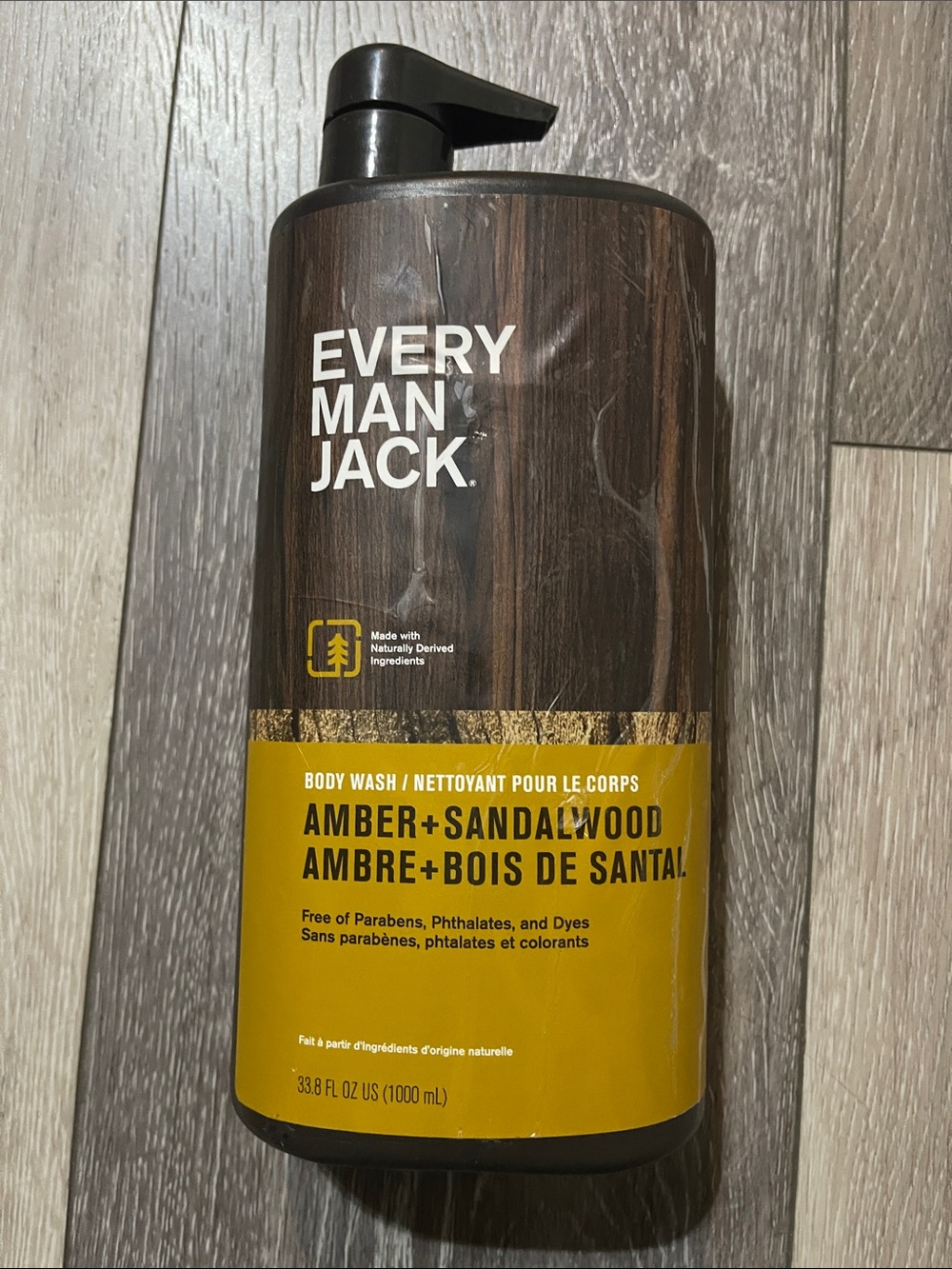 Every Man Jack Amber + Sandalwood Body Wash - Brown & Mustard Bottle